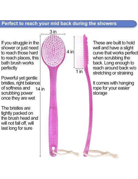 Cepillo de Espalda para Ducha AMERWASH PLUS 35.5 cm - 2 Piezas Rosa