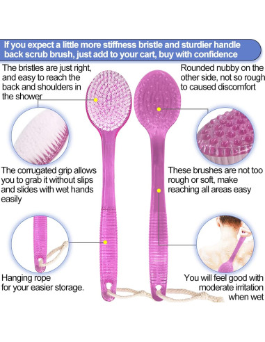 Cepillo de Espalda para Ducha AMERWASH PLUS 35.5 cm - 2 Piezas Rosa