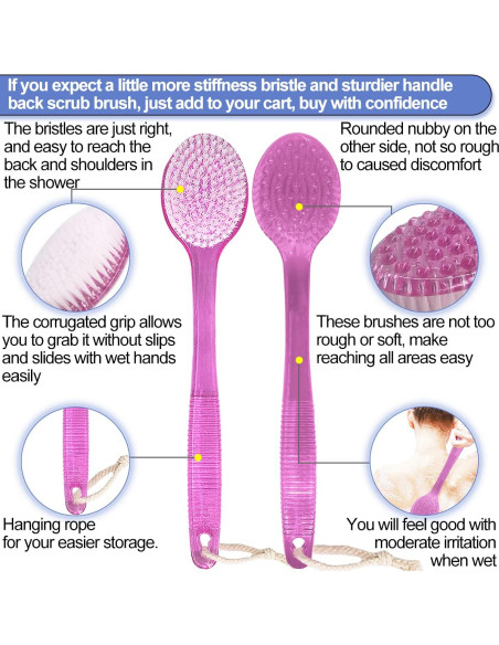 Cepillo de Espalda para Ducha AMERWASH PLUS 35.5 cm - 2 Piezas Rosa