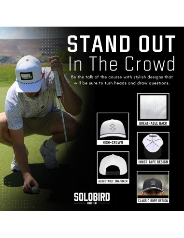 Gorra Snapback de Golf Solobird para Hombres y Mujeres - Ajustable