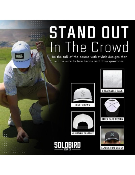 Gorra Snapback de Golf Solobird para Hombres y Mujeres - Ajustable