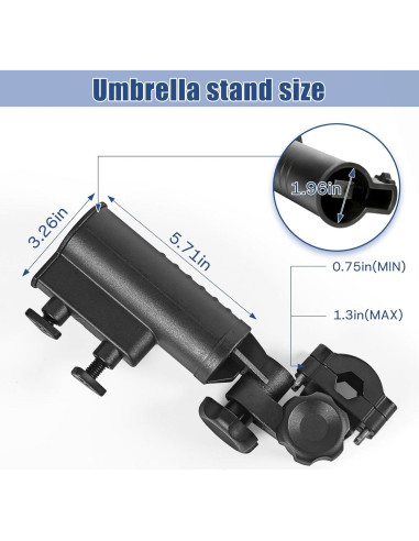 Soporte para Paraguas CHENGWEI Ajustable 180 para Carro de Golf