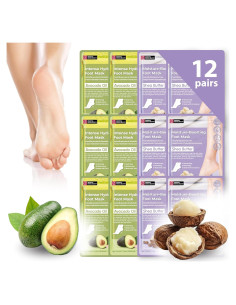 Máscara Hidratante para Pies Derma Beauty 12 Pares Aguacate y Karité