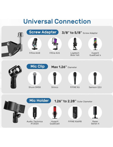 Soporte de Micrófono de Piso BILIONE LD36 Ajustable 2.79kg