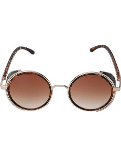 Gafas de sol redondas Steampunk Metal UV400 Oro Leopardo 2