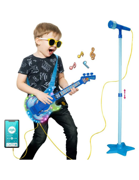 Conjunto de Guitarra y Micrófono TAKIHON para Niños Azul