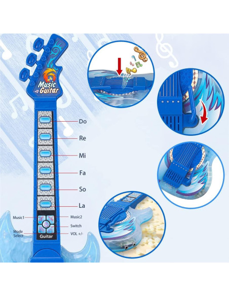 Conjunto de Guitarra y Micrófono TAKIHON para Niños Azul
