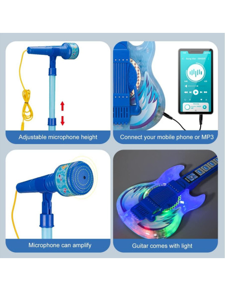 Conjunto de Guitarra y Micrófono TAKIHON para Niños Azul