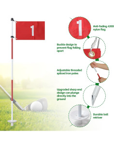 Bandera de Golf Dittoven 1.83 m Doble Cara con Poste Ajustable 2