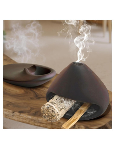 Juego de 2 Soportes de Incienso Cerámica LOULIQIGIFT Marrón