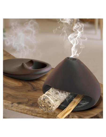 Juego de 2 Soportes de Incienso Cerámica LOULIQIGIFT Marrón