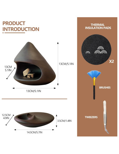 Juego de 2 Soportes de Incienso Cerámica LOULIQIGIFT Marrón