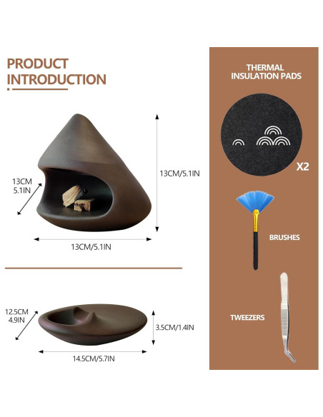 Juego de 2 Soportes de Incienso Cerámica LOULIQIGIFT Marrón