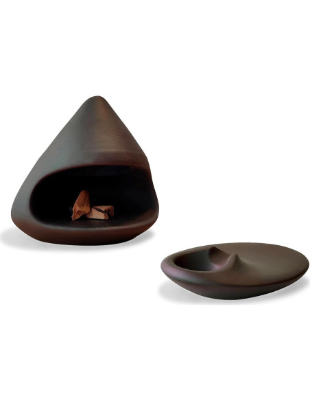 Juego de 2 Soportes de Incienso Cerámica LOULIQIGIFT Marrón