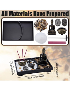 Kit de Jardín Zen WEBEEDY con Estatua de Buddha y Accesorios 2