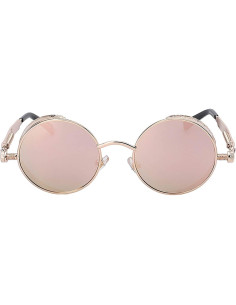 Gafas de sol redondas Steampunk doradas con lentes espejados 2
