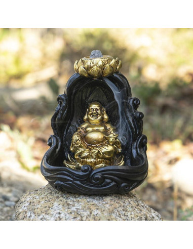 Quemador de Incienso Retroceso Buda Dorado 10 cm Pacific Giftware