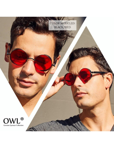 Gafas de sol redondas Steampunk doradas con lentes espejados