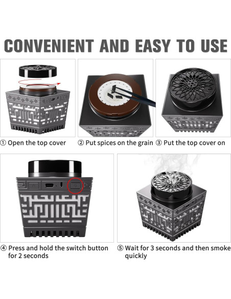 Horno de Incienso Eléctrico Telawah 2 en 1 con Altavoz Bluetooth