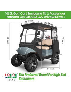 Cubierta de Carro de Golf 10L0L para 2 Pasajeros Yamaha G14 G16 G22 G29 2