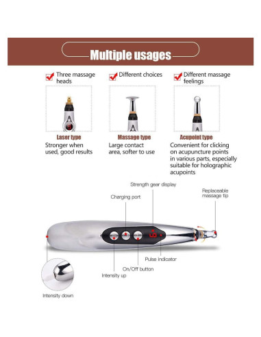 Bolígrafo de Acupuntura Electrónico MUXAN 3 en 1 Recargable