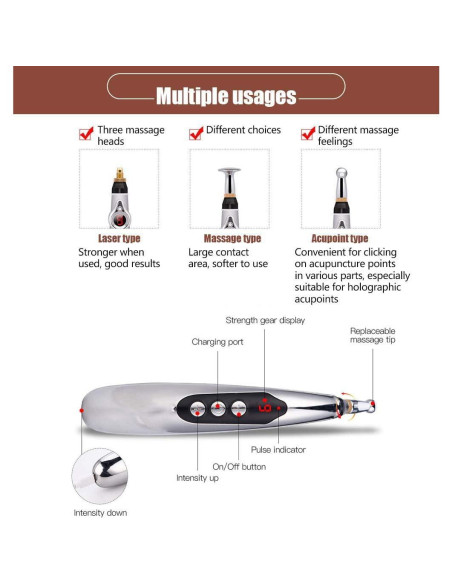 Bolígrafo de Acupuntura Electrónico MUXAN 3 en 1 Recargable