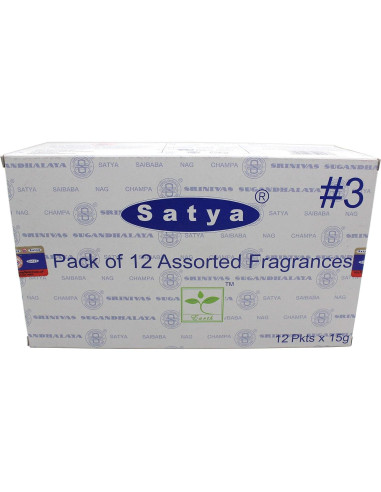 Varitas de Incienso Satya - Paquete de 12 Aromas Tradicionales