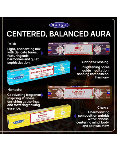 Varitas de Incienso Satya - Paquete de 12 Aromas Tradicionales