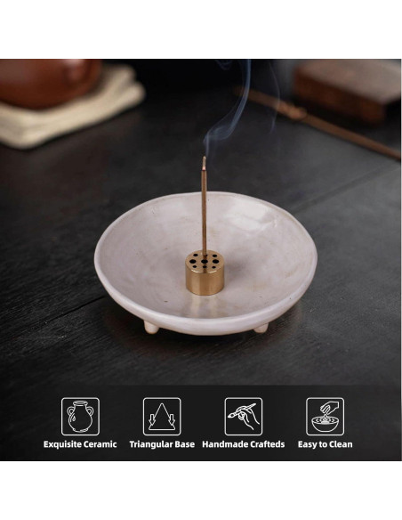 Soporte de Incienso Cerámica E-ROOM TREND 10.8 cm Blanco