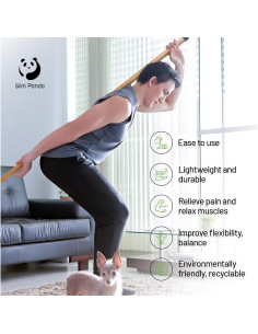 Bastón de Yoga Slim Panda 1.52m Bambú Natural Antideslizante 2