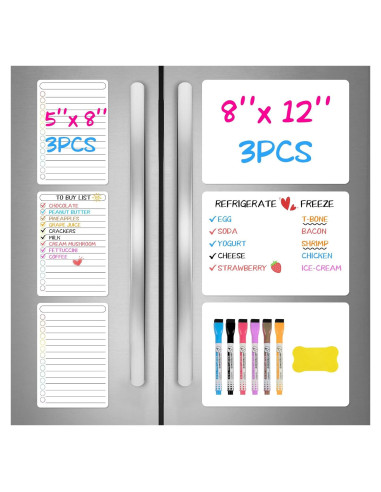 Paquete de 6 Tableros Magnéticos Borrables NUITPY 20x30cm y 13x20cm