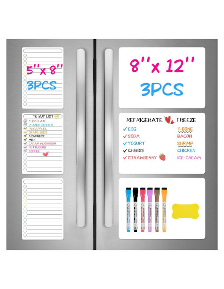 Paquete de 6 Tableros Magnéticos Borrables NUITPY 20x30cm y 13x20cm