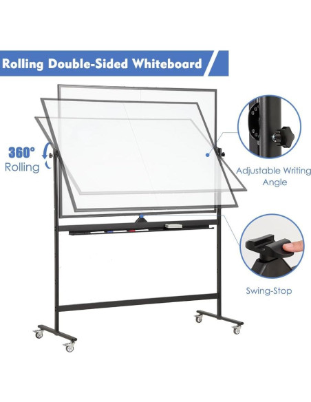 Pizarra Blanca Móvil Grande FORTUNO 182x122 cm Doble Cara