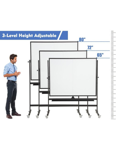 Pizarra Blanca Móvil Grande FORTUNO 182x122 cm Doble Cara