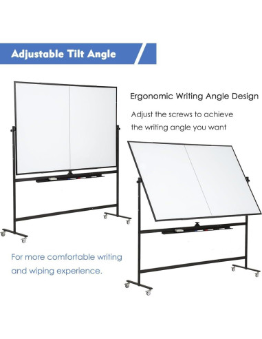 Pizarra Blanca Móvil Grande FORTUNO 182x122 cm Doble Cara