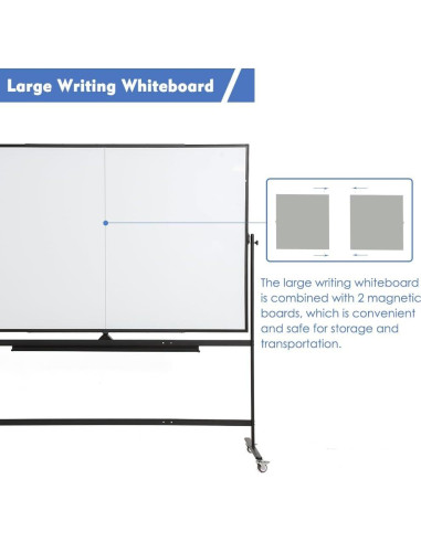 Pizarra Blanca Móvil Grande FORTUNO 182x122 cm Doble Cara