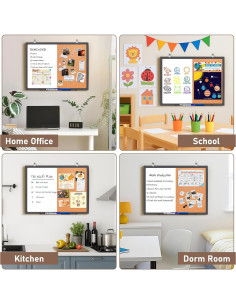 Tablero Combinado Maxtek 60x45 cm Blanco y Corcho Magnético 2