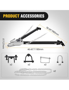 Barra de remolque Nilight 93141A 2495 kg universal con cadenas 2