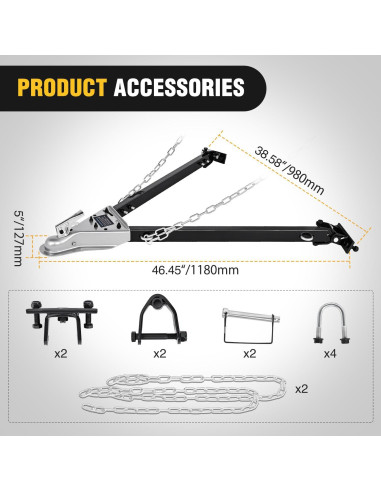 Barra de remolque Nilight 93141A 2495 kg universal con cadenas