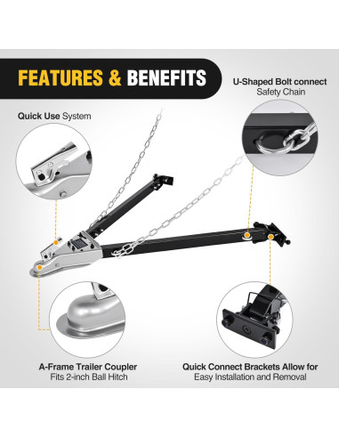 Barra de remolque Nilight 93141A 2495 kg universal con cadenas