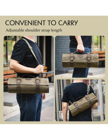 Bolsa de Cuchillos de Chef HEZHEN Lona Aceitada 12 Compartimentos