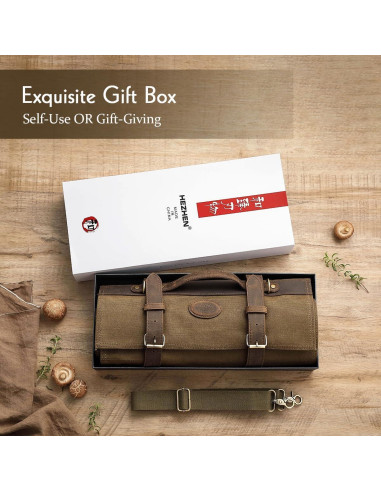 Bolsa de Cuchillos de Chef HEZHEN Lona Aceitada 12 Compartimentos