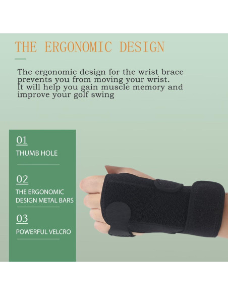 Férula de Muñeca para Golfista Diestro WIGERLON - Entrenador de Swing
