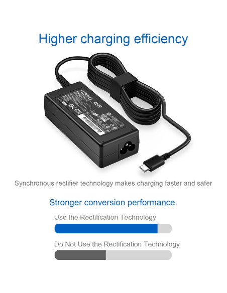 Cargador USB-C HIBBO 45W para Chromebook HP Lenovo Dell