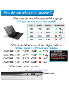 Cargador VHBW 40W para Samsung ATIV Book 9 - Adaptador 19.5V 2