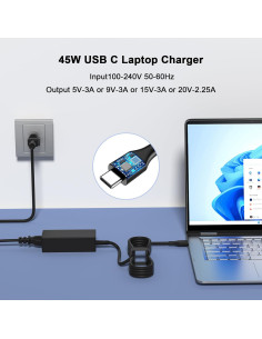 Cargador USB-C 45W YEOTSMUT para Chromebook HP y Dell 2