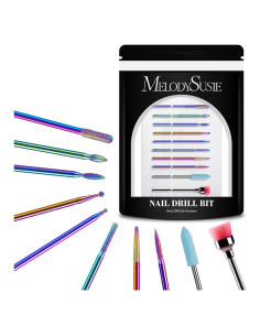 Kit de 10 Brocas para Uñas MelodySusie 2.38 mm Arcoíris