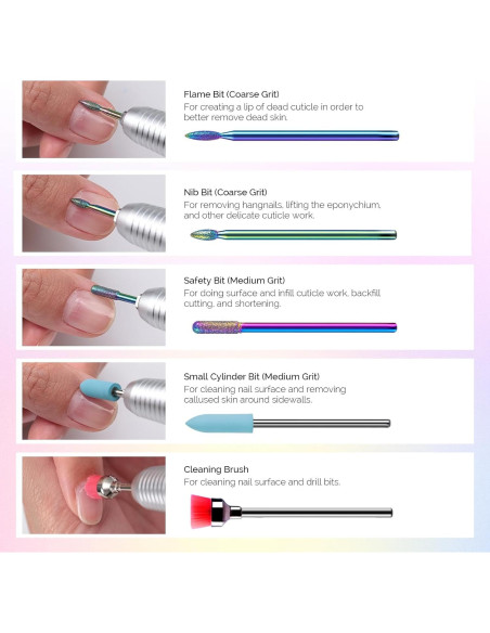 Kit de 10 Brocas para Uñas MelodySusie 2.38 mm Arcoíris