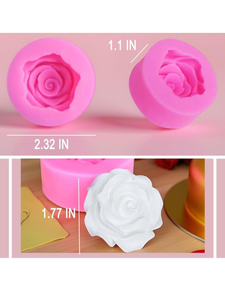 4 Moldes de Silicona Rosa Fogilas para Pasteles y Chocolates