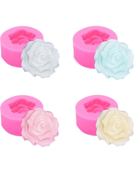 4 Moldes de Silicona Rosa Fogilas para Pasteles y Chocolates